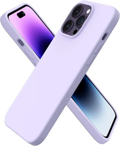 Vista 22 de ORNARTO Funda compatible con iPhone 14 Pro Max de 6.7 pulgadas, silicona líquida delgada de 3 capas con cobertura completa, funda protectora