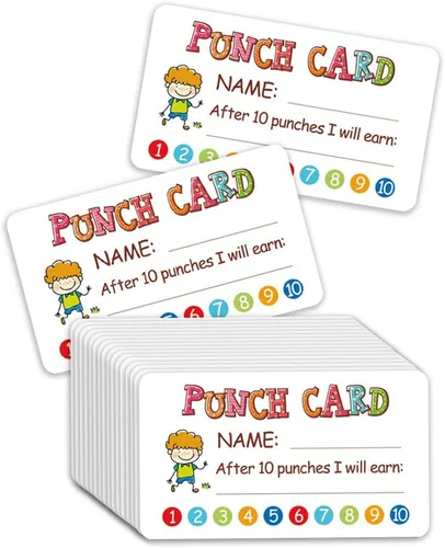 Vista 6 de Tarjeta perforadora, 100 tarjetas de incentivo de recompensa para profesores, tabla de comportamiento para niños, suministros de aula de escuela