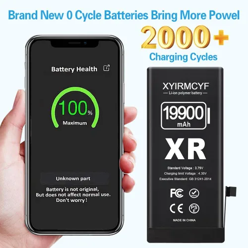 Vista 4 de XYIRMCYF Batería de gran capacidad de 19900 mAh compatible con iPhone XR, batería de repuesto de polímero de litio de 0 ciclos para iPhone XR