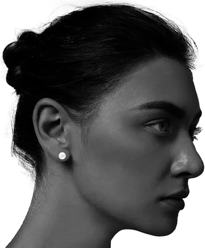 Vista 3 de JORA Aretes redondos de oro de 14 quilates con perlas cultivadas en agua dulce para mujer, calidad AAAA, Oro blanco Metal Perla simulada Oro