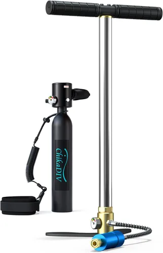 Vista 8 de Mini tanque de buceo, tanque de buceo portátil de 0.5 litros hasta 10 minutos, botella de poni reutilizable tanque pulmonar 3000 PSI presión máxima