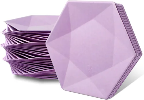 Vista 12 de Paquete de 30 platos de papel desechables de 8 pulgadas, platos de papel hexagonal azul, platos de postre 100% biodegradables para bodas