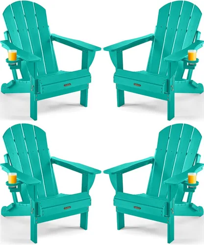 Vista 33 de Ciokea Silla Adirondack plegable con textura de madera, silla Adirondack para patio, resistente a la intemperie, silla de plástico para hoguera