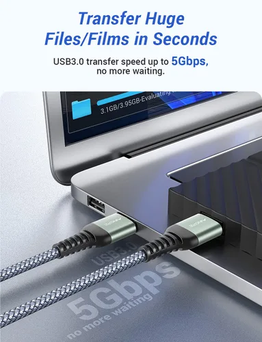 Vista 3 de AINOPE Cable USB a USB, cable USB 3.0 A a A macho a macho [nunca se rompe], cable tipo A de doble extremo compatible con cajas de disco duro, KVM