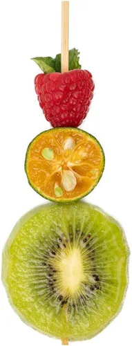 Vista 10 de Púas de cóctel de 3.5 pulgadas, 100 pinchos desechables para aperitivos, parte superior cilíndrica, palillos de dientes decorativos de bambú