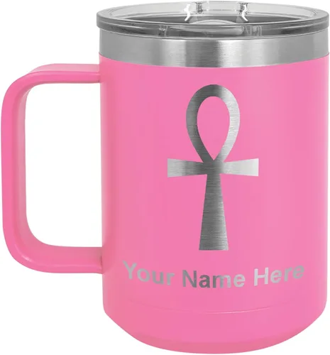 Vista 49 de LaserGram 15oz Vacuum Insulated Coffee Mug, Ankh, Personalized Engraving Included (Orange)