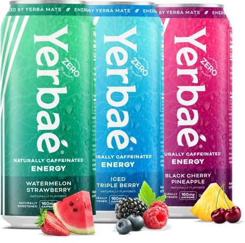 Vista 12 de Yerbae - Agua espumosa mejorada (12 unidades) Energy Yerba Mate 340 ml, lata