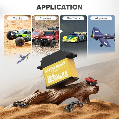 Vista 6 de AGFRC Servo de dirección de engranajes metálicos programables de alto par digital de 52.9 lbs para 1/10 RC Car Truck Crawler, 180 ° (B53DHS)