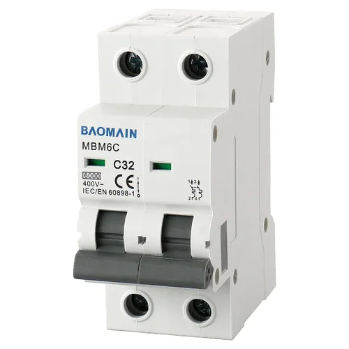 Vista 8 de Baomain Disyuntor miniatura 2-Pole 2A DZ47-63 C2 400VAC, montaje en carril DIN MCB 2P, para distribución eléctrica y circuitos de iluminación