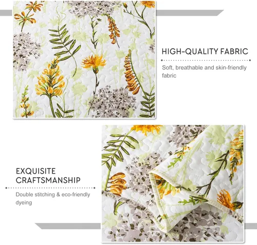 Vista 5 de Travan Juego de Edredón de 3 Piezas Colcha Acolchada Ligera Juego de Cubrecama Reversible con Estampado Floral Juego de Ropa de Cama Acolchada