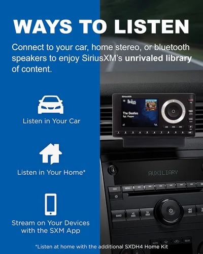 Vista 5 de SiriusXM SXPL1V1 Onyx Plus Radio Satelital con Kit para Vehículo – Fácil de Instalar, Disfruta de SiriusXM en Tu Sistema de Audio de Coche Existente