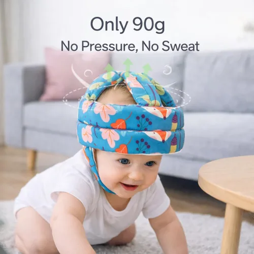 Vista 5 de Casco protector de otoño para bebés pequeños que gatean y caminan, casco de seguridad ajustable y transpirable con protector de cabeza de cojín