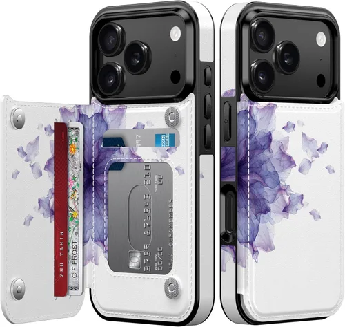 Vista 516 de LETO para iPhone 15 Pro Funda tipo cartera - Tapa tipo folio con patada - Diseños de moda - Tarjetero - Funda protectora para mujeres y niñas - 6.1