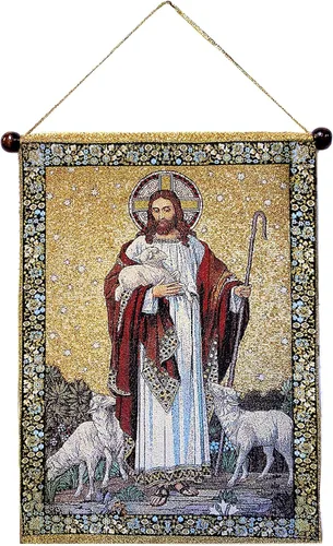 Needzo Tapiz de pared con diseño de Cristo Jesús, el buen pastor, 14 pulgadas, imagen de Jesucristo, decoración religiosa para el hogar, regalo