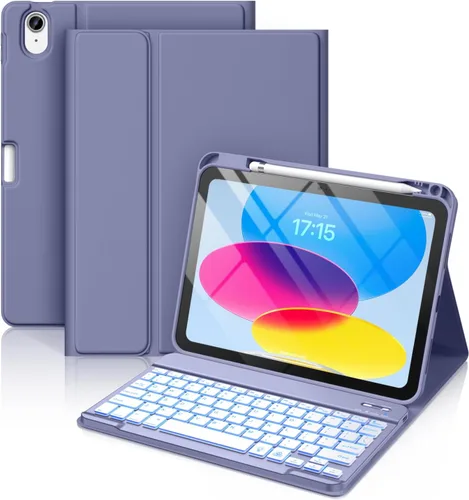 Vista 12 de Hamile Funda para iPad de 11ª y 10ª generación con teclado - 7 colores retroiluminados Inalámbricos Desmontable Folio Funda de teclado con soporte