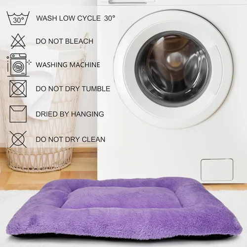 Vista 5 de Cama para perros de 24 x 18 pulgadas, color morado para perros pequeños, lavable, cómoda y esponjosa, para uso en interiores y exteriores de 24