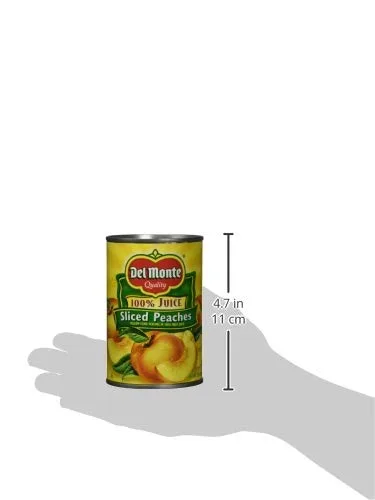 Vista 8 de DEL MONTE Melocotones amarillos en rodajas en 100% jugo, fruta enlatada, lata de 15 onzas