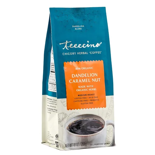 Vista 11 de Teeccino Alternativa de Café de Achicoria Diente de León Arándano Vainilla - Café Herbal Molido que es Prebiótico, Sin Cafeína y Sin Ácido, Tostado