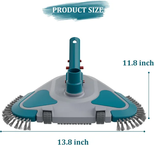 Vista 6 de Cabezal de Aspiradora Triangular con Peso Upgrade Pro Giratorio para Piscina con Cepillo y Mango EZ Clip - para Limpiar Superficie Seguro