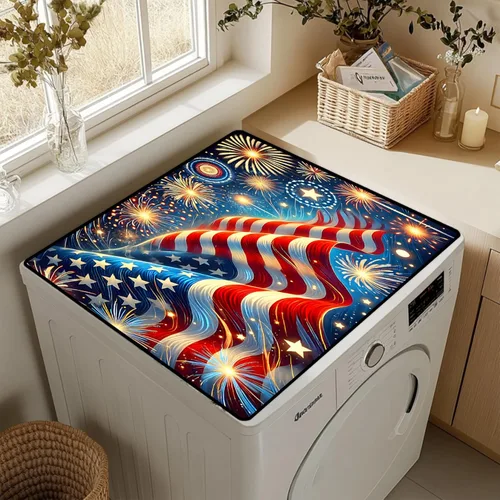 Vista 4 de Tapete antideslizante para cubierta superior para lavadora y secadora, almohadilla protectora a prueba de polvo con múltiples diseños de patrones