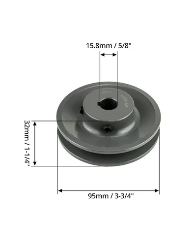 Vista 5 de QWORK - Poleas de correa de una ranura, de 2.45 pulgadas de diámetro exterior y 1 pulgada de diámetro interior, sección de correa A, hierro fundido
