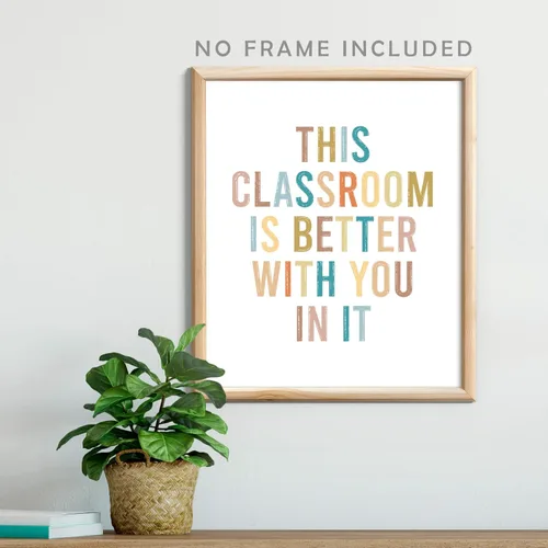 Vista 5 de This Classroom Is Better With You In It, Boho Classroom Decor, 8X10 inch Classroom Decorations Poster, Back to School, School Wall Art, Positive