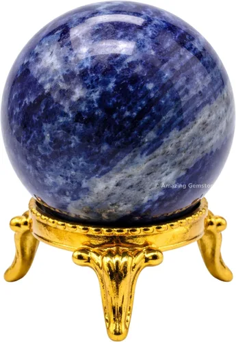 Vista 23 de Amazing Gemstone Bola de cristal de Yaxaita con soporte, bolas de meditación de esfera de cristal de 1.5 pulgadas para brujería y bolas decorativas