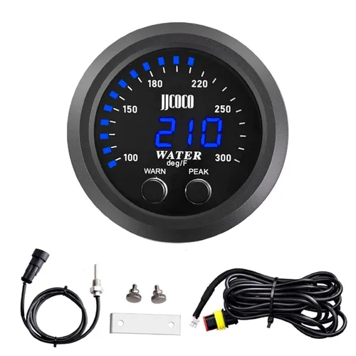 Vista 21 de Universal 52mm Medidor de Temperatura de Agua 0-300F (-17~187C) Electrónico LED Digital Azul DC12V para Automóvil con Adaptador de Sensor