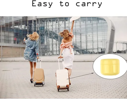 Vista 5 de Frascos redondos vacíos de plástico rellenable, 30 unidades, 1.0 fl oz, color amarillo, botella de crema para la cara, loción, loción