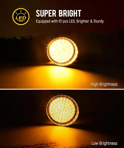 Vista 2 de Partsam 1 par de luces de circulación diurna de reemplazo para Freightliner Century 1996-2005, ámbar 61 LED/Lente transparente