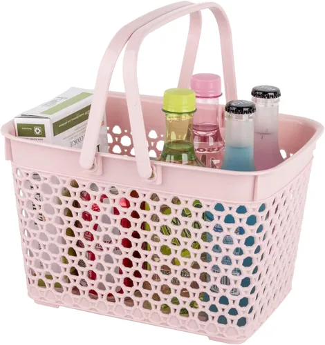 Anyoifax Cesta portátil para ducha, cesta de almacenamiento de plástico con asa, organizador de baño, despensa, cocina, dormitorio universitario,