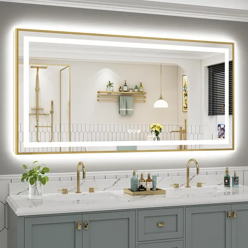 Vista 33 de Briivue Espejo de baño LED de 20 x 28 pulgadas con luces, retroiluminado y frontal iluminado, espejo de tocador de baño con luz antiniebla