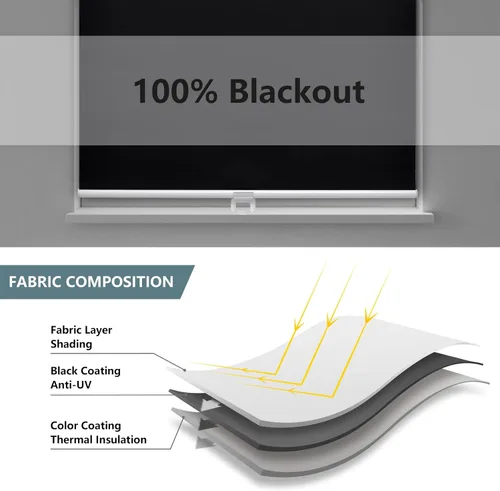 Vista 4 de AOSKY Persianas Enrollables Sin Cordón Opacas para Ventanas, Persianas Oscurecedoras de Habitación Enrolladas con Sistema de Resorte, Protección UV