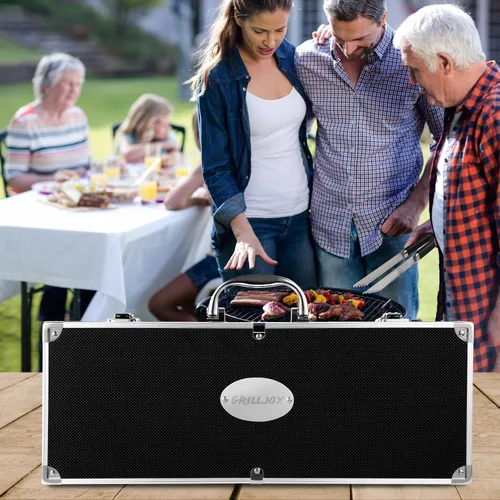 Vista 6 de Grilljoy Accesorios de BBQ Juego de Herramientas de Parrilla - 22 Piezas de Acero Inoxidable Accesorios de Parrilla de Barbacoa para Parrilla al