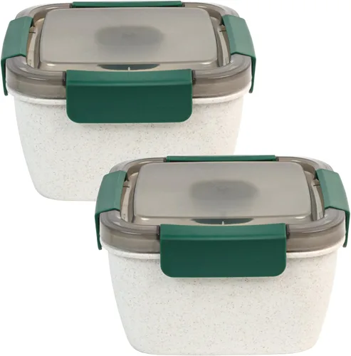 Vista 9 de Freshmage - Recipientes de ensalada para llevar, tazones de 52 oz con 3 compartimentos, recipiente para aderezos para aderezos, para hombres