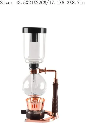 Vista 2 de JITEM Cafetera Syphon Cafetera manual retro de vidrio al vacío, percoladores de 3 tazas de vidrio de mesa de sifón para café o té
