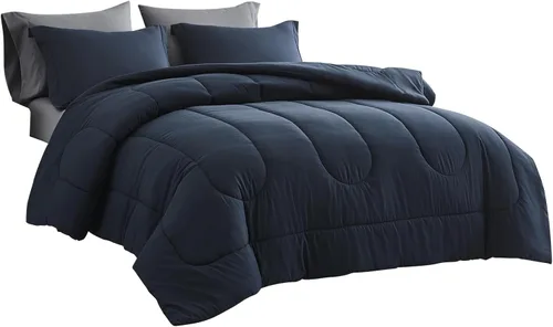 Vista 15 de Maple&Stone - Juego de edredón tamaño completo de 7 piezas, ropa de cama en una bolsa - Juego de cama con alternativa al plumón con sábanas, fundas