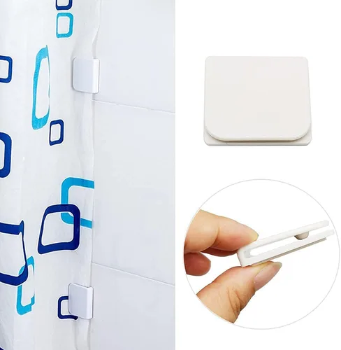 Vista 5 de 4 clips de protección contra salpicaduras de ducha a prueba de viento, clips autoadhesivos para cortina de ducha, clip de cortina de protección