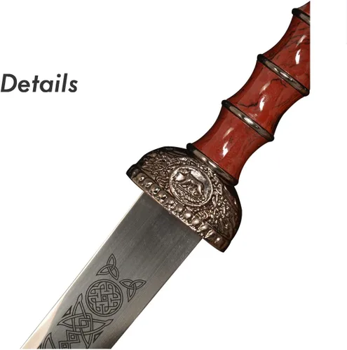 Vista 3 de Espada romana de Gladius occidental de 17 pulgadas, estilo corto de metal rojo y acero