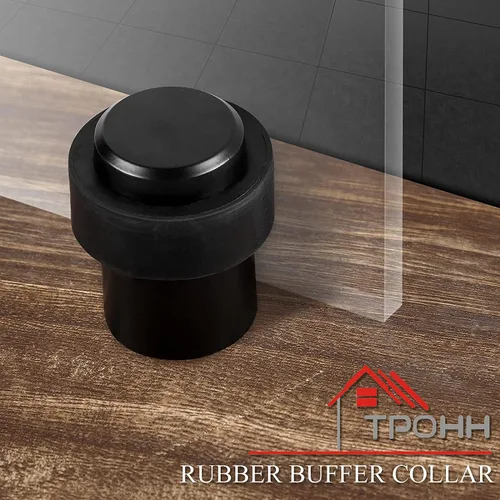Vista 5 de TPOHH Tope de puerta cilíndrico de acero inoxidable con goma suave – Tope de puerta resistente y duradero, protector de pared, color negro, 2-3/8