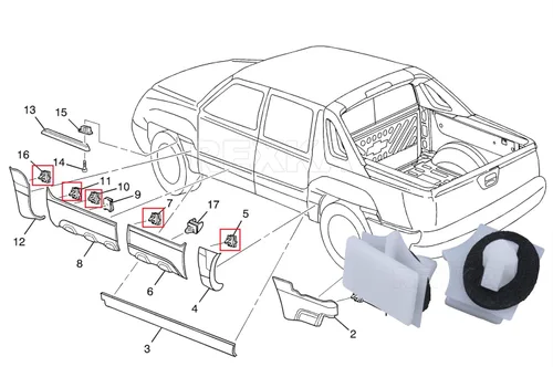 Vista 6 de Rexka Clips de moldeo de panel basculante para GM 11518357 Chevrolet Avalanche Impala Lumina Monte Carlo Suburban Cadillac Escalade