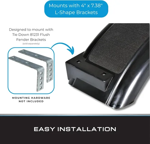 Vista 4 de Tie Down Engineering 86751 guardabarros de plástico negro, compatible con neumáticos de 8"-12