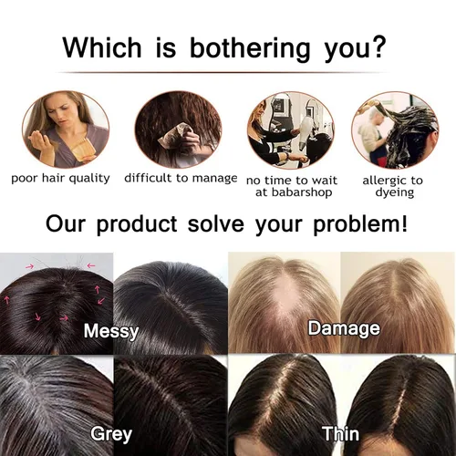 Vista 7 de SEGO Toppers para el cabello para mujer, cabello humano real con flequillo, densidad del 130%, base de seda, 100% cabello humano Remy, clip