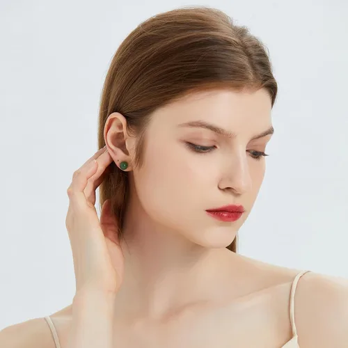 Vista 85 de Natural Stone Stud Earrings for Women 8mm Sterling Silver Genuine Gemstone Earrings Handmade Sterling Silver Crystal Stud Earrings for Women