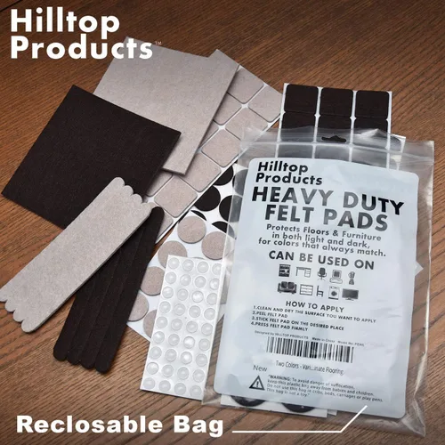 Vista 3 de Almohadillas de Fieltro para Muebles de Dos Colores - Tamaño Variado, 165 Piezas. Almohadillas Autoadhesivas con Topes Transparentes de Reducción
