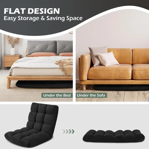 Vista 71 de Silla plegable para juegos de suelo de 14 posiciones, acolchada y ajustable, con algodón transpirable y terciopelo coral agradable a la piel