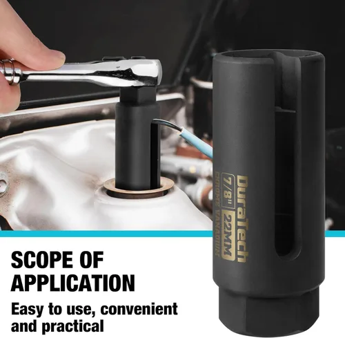 Vista 7 de DURATECH Juego de llaves de vaso del sensor de oxígeno O2 de 3/8" x 7/8" (22mm), herramienta de extracción del sensor de oxígeno de acero