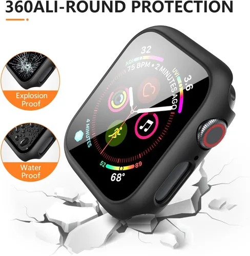 Vista 5 de Mugust Paquete de 3 fundas para Apple Watch Series 3 de 1.496 pulgadas (1.496 in), carcasa rígida de policarbonato con protector de pantalla
