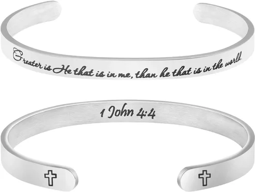 Memgift. - Pulsera cristiana para mujer, regalo religioso inspirador para ella, con versículo bíblico, para bautizo, joyería, pulsera.