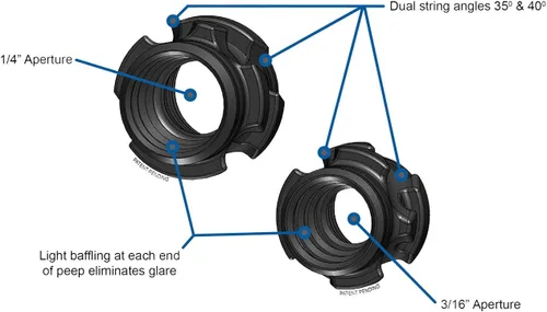 Vista 2 de HAMSKEA Archery Solutions 1/4", 1/8", 3/16" Mira Anti-Reflex Raptor de Aluminio para Arco de Caza
